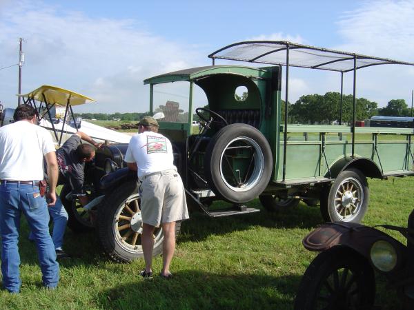 Cranking the 1918 GMC truck