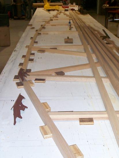 Jig table with Bristol fuselage side frame laid out