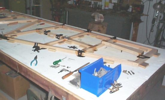 Jig table with Bristol fuselage side frame laid out