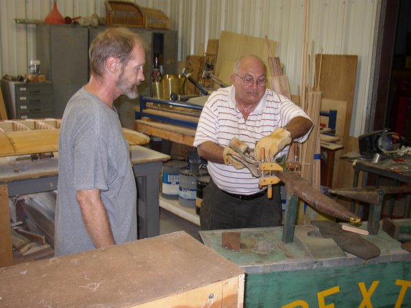 Mike and Sanford working on the windshield
