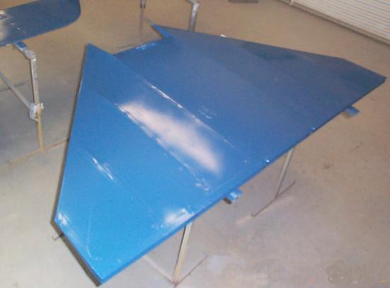 Fokker horizontal tail finished in blue