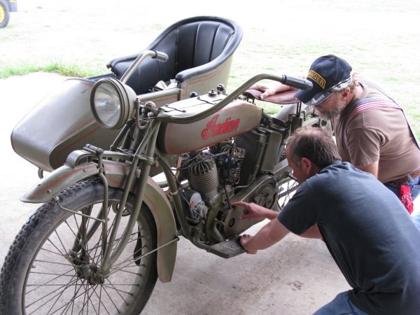 Working on 1918 Indian motorcycle