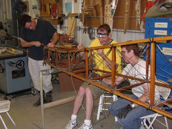 Cleaning a Thomas-Morse fuselage
