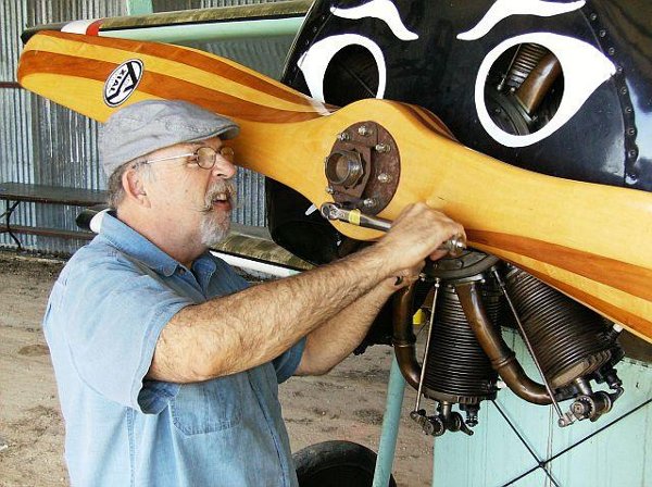 Torquing the prop bolts on the Fokker Dr.I triplane